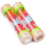 BIUWING Rainmaker Rain Sticks Mini Wooden Musical Shake Beaded Raindrops - Turn Over and Watch The Colorful Beads Flow Down The Tube as It Creates The Soothing Sound of Rain