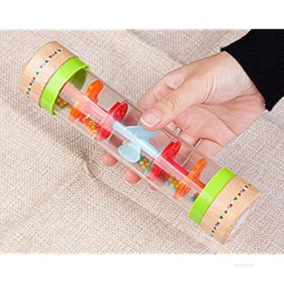 BIUWING Rainmaker Rain Sticks  Mini Wooden Musical Shake  Beaded Raindrops - Turn Over and Watch The Colorful Beads Flow Down The Tube as It Creates The Soothing Sound of Rain