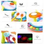 Cozybuy Kids Drum Set Electronic Musical Instruments Toddlers Toys with 2 Drum Sticks Beats Flash Light and Adjustable Microphone Birthday Gift for 1-12 Years Old Boys and Girls