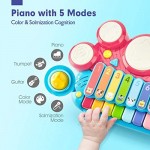 CubicFun Baby Toys for 1 Year Old Girl Boy 5-in-1 Toddler Toys Piano Drum Set Educational Musical Baby Toys 12-18 Months Light Up Baby Piano Gift Toys for 2 Year Old Boy Girl Kids Birthday Gifts