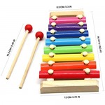 Dongshop Xylophone for Toddlers 1-3 Years Old Wooden Baby Xylophone with Child Safe Mallets Percussion Early Educational Musical Toy Gift for Kids Girls Boys (Rainbow Color)