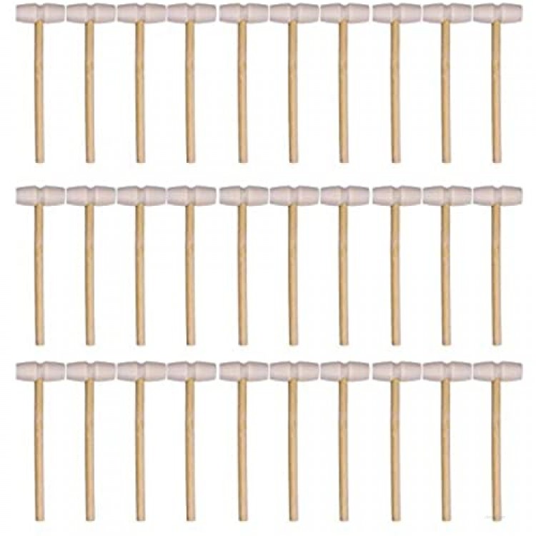 KRISMYA Mini Wooden Hammers for Chocolate 30 Pcs Small Wooden Mallets for Breakable Chocolate Heart Crab Hammer Toy Mallets for Kids Crafts and Party Game Props