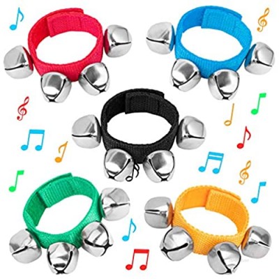 Large Jingle Bells for Kids  Colorful Band Wrist Bells - Nice Sound - Musical Instruments Musical Rhythm Toys  Great Sound Hand Bracelets Bell  Party Favors Preschool Wristband Bells for Kids School