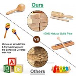 LOOIKOOS Toddler Musical Instruments Natural Wooden Percussion Instruments Toy for Kids Preschool Educational Musical Toys Set for Boys and Girls with Storage Bag