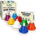 MINIARTIS Desk Bells Set for Kids | 8 Notes Diatonic Colorful Metal Hand Bells | Kids Musical Instruments | Music Songbook & Carry Case Included | Great Holiday Birthday Gift for Children