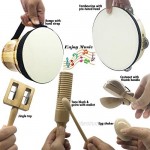 ML.ENJOY Wooden Musical Instruments Toys for Toddlers and Kids Tambourine Bongo Drums for Kids and Percussion Sets Natural Gift for STEM Music Education