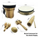 ML.ENJOY Wooden Musical Instruments Toys for Toddlers and Kids Tambourine Bongo Drums for Kids and Percussion Sets Natural Gift for STEM Music Education