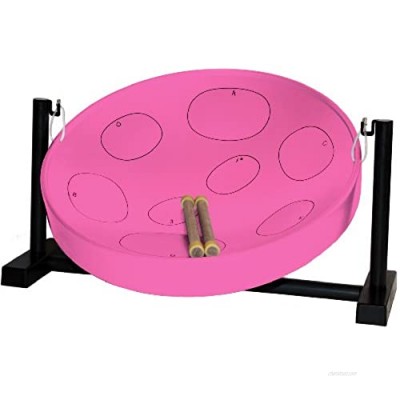 Panyard Jumbie Jam Steel Ready to Play Kit-Pink G-Major with Table Top Stand-Made in USA Authentic Pan  16-inch (W1086)