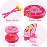 Reditmo Toddlers Toy Drum Set for Kids with Mini Piano Keyboard Microphone Drum Sticks Solid Stool Cultivating Musical Talent for 3-6 Years Old Baby Children Pink