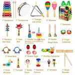 TAIMASI Kids Musical Instruments 33Pcs 18 Types Wooden Percussion Instruments Tambourine Xylophone Toys for Kids Children Preschool Education Early Learning Musical Toy for Boys and Girls