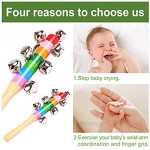 YiCutte 4 PCS Christmas Hand Jingle Bells， 18cm Wooden Handle School Desk Ringbell Musical Instrument Toy Gifts for Kids Handheld Bells and Christmas Tree Decoration