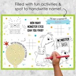 Big Dot of Happiness Monster Bash - Paper Little Monster Birthday Party Coloring Sheets - Activity Placemats - Set of 16