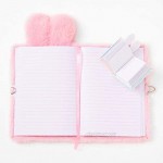Claire's Plush Lock Diary for Girls Bunny Pink Includes Lock with 2 Keys and Mini Notebook 6x8 Inches