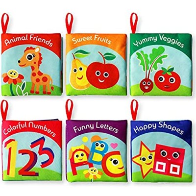 Cloth Books for Babies (Set of 6) - Premium Quality Soft Books for Toddlers. Touch and Feel Crinkle Paper. Cloth Books for Early Children's Development.
