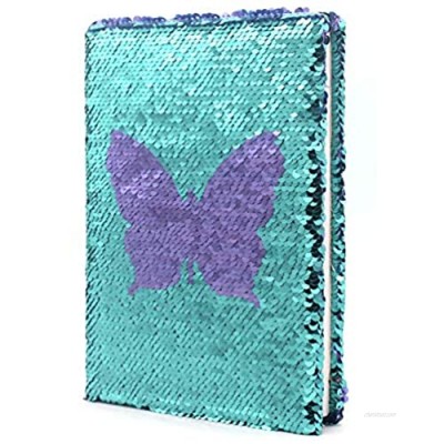 EverCreatives Magic Reversible Flip Sequin Girls Journal Purple Butterfly to Blue  Secret Kids Diary Personalized Notebook A5 Size 160 Lined Pages…