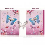 GINMLYDA Kids Diary with Lock for Girls 7x5.3 Inch 160 Pages Girls Notebook for Writing Drawing (Butterfly)