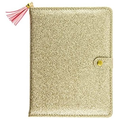 Graphique Glitter Love Snap Journal  Gold Glitter – Cute Portable Notebook  200 Lined Pages  6” x 8.25” x .75” – Perfect for Note Taking  List Making and Much More