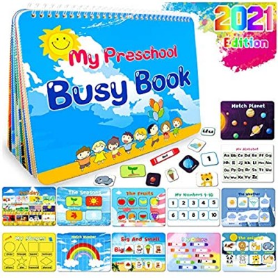HeyKiddo Montessori Toys for Toddlers  Newest Version Busy Book for Kids Preschool Activity Binder  12 Themes Educational Learning Book for Autism & Special Needs  Anti-Cutting Edge Technology
