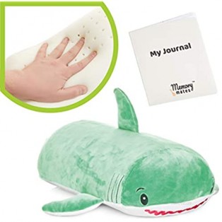MEMORY MATES Jake The Shark Memory Foam Pillow Plush with Kid's Diary That Stores in Belly Pocket  15” Stuffed Animal  6" Journal