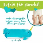 MEMORY MATES Ruthie The Narwhal Memory Foam Pillow Plush with Kid's Diary That Stores in Belly Pocket 15” Stuffed Animal 6 Journal