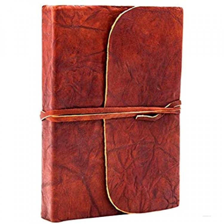 Mythrojan Crush Leather Journal Note Book (7 X 5 inches) – Handmade Vintage Leather Crush Journal for Men & Women – Brown