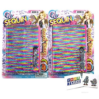 Oh Magic Reversible Rainbow Sequin Secret Diary (2 Pack) Lined Travel Journal Notebook Gift Journal with 2 GosuToys Stickers