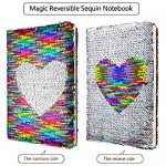 Outus Sequin Notebook Set with 4 Pieces Color Gel Ink Pens Reversible Magic Diary Flip Sequin Journal Writing Journal Set for Valentine's Day Teens Young Girls (Candy Color)