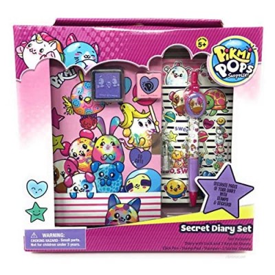 Pikmi Pops Surprise! Secret Diary Set (Diary with Lock and 2 Keys 60 Sheets  Click Pen  Stamp Pad  Stamper  2 Sticker Sheets