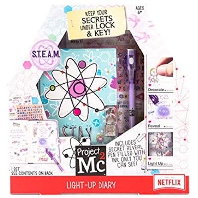 Project MC2 Light Up Diary with Invisible Ink by Horizon Group USA  Keep Your Secret Diary  Journal Safe Under Lock & Key  Write using Invisible Ink  Decorate with Stickers & More