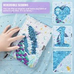 WERNNSAI Mermaid Sequins Notebook - Reversible Mermaid Journals Unique Gift for Girls Travel School A5 Secret Diary Notebooks with Locks and Keys