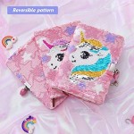 WERNNSAI Unicorn Sequins Notebook - Reversible Unicorn Journal Gift for Kids Girls Private Secret Dairy with Lock and Keys School Travel Supplies A5 Sketchbook