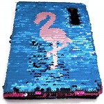 Zugar Land Flamingo Style Girly Diary Sequin Notebook Journal (80 Pages) 6 x 8. Lined Pages. (FLIP-Sequin Flamingo)