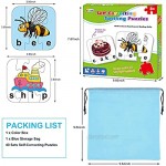 AIVANT 80 Words Self-Correcting Spelling Puzzle for Three and Four Letter Words with Matching Images Perfect for Preschool Learning (40 Blocks Double Sided)