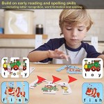 AIVANT 80 Words Self-Correcting Spelling Puzzle for Three and Four Letter Words with Matching Images Perfect for Preschool Learning (40 Blocks Double Sided)