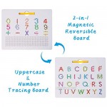 CONNOO Double Sided Magnetic Alphabet Number Board 2 in 1 ABC 1 2 3 Magnet Tracing Board - STEM Educational Toy for Preschool Toddlers ABC Letters Uppercase & Number Math Reusable Practicing