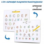 CONNOO Hobaby Double Sided Magnetic Alphabet Letter Board 2 in 1 ABC Magnet Tracing Board - STEM Educational Toy for Preschool Toddlers ABC Letters Uppercase & Lowercase Practicing