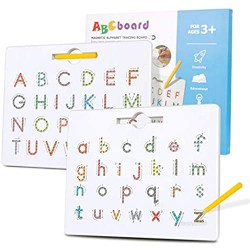 CONNOO Hobaby Double Sided Magnetic Alphabet Letter Board  2 in 1 ABC Magnet Tracing Board - STEM Educational Toy for Preschool Toddlers ABC Letters Uppercase & Lowercase Practicing