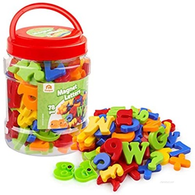 Coogam Magnetic Letters Numbers Alphabet Fridge Magnets Colorful Plastic ABC 123 Educational Toy Set Preschool Learning Spelling Counting Uppercase Lowercase Math for 3 4 5 Years Kid(78 Pcs)