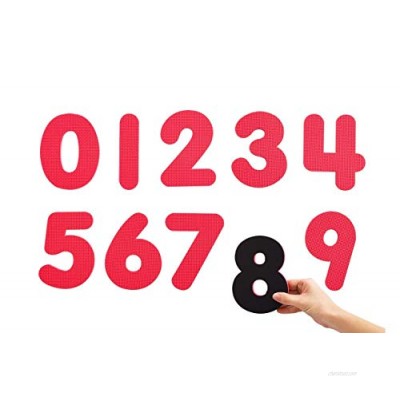 edxeducation Magnetic Foam Numbers - 0-9 - Large  Red Display Numbers for Preschoolers - 6" High