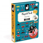 Janod Magnetibook 83 Pc Magnetic Boy Crazy Face Dress Up Game for Imagination Play - Book Shaped Travel/ Storage Case Included - S.T.E.M. Toy for Ages 3+