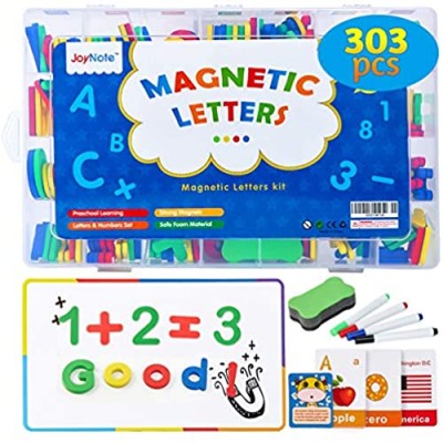 JoyNote Magnetic Letters Set  303 Pcs Alphabet Magnets Kit for Kids  Refrigerator Letters with Double-Side Magnet Board and Storage Box  Educational Toy Set for Kids Learning Spelling
