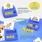 LET'S GO! Learning Toys for Toddlers 3-8 Matching Letter Game for Kids Educational Toys Flash Cards Toys for 3-8 Year Olds Boys Girls Board Games Kids Toys Birthday Gifts Blue