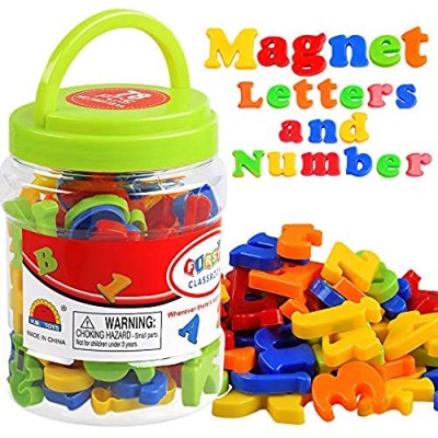 Magnetic Letters Numbers Alphabet ABC 123 Fridge Magnets Plastic Toy Set for Kids Educational Toys Preschool Learning Spelling Counting Uppercase Lowercase Math Symbols for Toddlers Baby