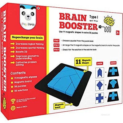 PLAY PANDA Brain Booster Type 1 (Junior) - 56 Puzzles Designed to Boost Intelligence - with Magnetic Shapes  Magnetic Board  Puzzle Book and Solution Book
