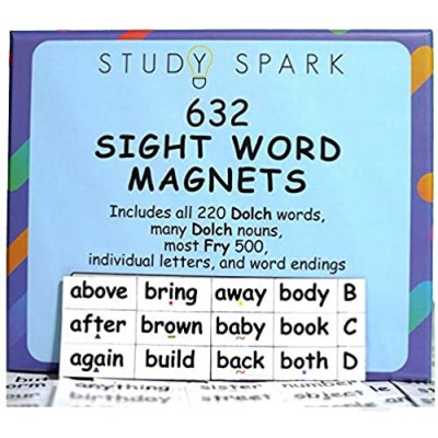 Sight Word Magnets - 632 Magnets Including All 220 Dolch Sight Words  Many Dolch Nouns  Lots of Fry 500 - Make Sentences and Improve Reading with Huge Selection of Magnetic Words