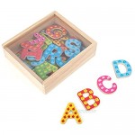 small foot wooden toys Colorful Wooden Magnetic Letters in A Travel Box 37 Piece for Learning The Alphabet & Spelling First Words Educational Toy Designed for Ages 3+ Multi Standard Size