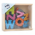 small foot wooden toys Colorful Wooden Magnetic Letters in A Travel Box 37 Piece for Learning The Alphabet & Spelling First Words Educational Toy Designed for Ages 3+ Multi Standard Size