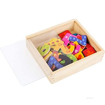 small foot wooden toys  Colorful Wooden Magnetic Numbers in a Travel Box 40 Pieces for Learning Numbers and Early Math Educational Toy Designed for Ages 3+  Multi