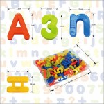 Stencil Board & Magnetic Letters and Numbers Toys 78 Pcs Colorful Plastic Fridge Magnets ABC Alphabet 123 Educational Toy Set Lowercase Math Symbols for Toddler Kids