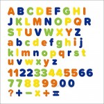 Stencil Board & Magnetic Letters and Numbers Toys 78 Pcs Colorful Plastic Fridge Magnets ABC Alphabet 123 Educational Toy Set Lowercase Math Symbols for Toddler Kids